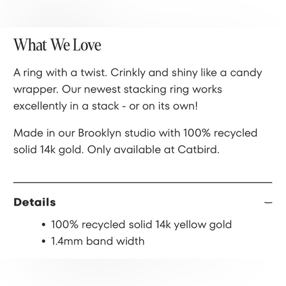 Catbird Candy Wrapper Gold Ring - Picture 13 of 16
